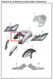 Cubierta tanque derecho bajaj PULSAR 200 NS original - genuine parts