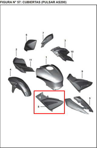 Tapa Izquierdo Bajaj PULSAR 200 NS Original - Genuine parts