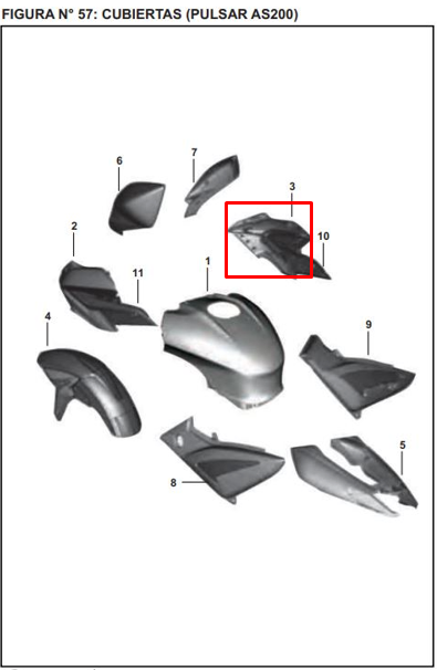 CUBIERTA TANQUE RH PULSAR 200AS/160AS ORIGINAL - Mundimotos