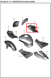 CUBIERTA TANQUE RH PULSAR 200AS/160AS ORIGINAL - Mundimotos