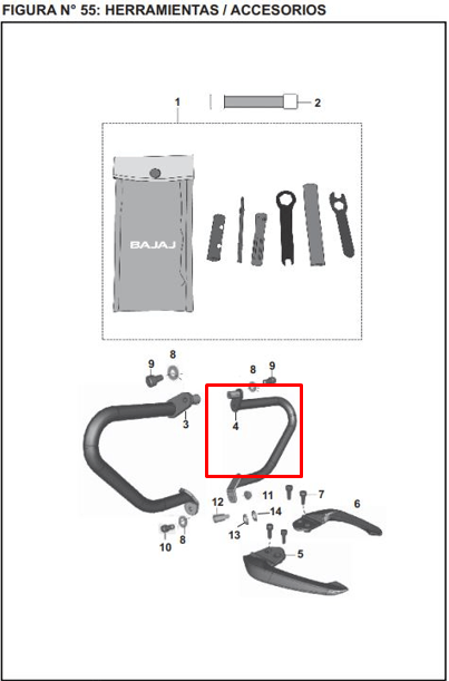 Defensa Der Bajaj PULSAR 200 NS Original - Genuine parts
