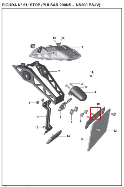 SOPORTE PLACA 200 NS ORIGINAL - Mundimotos