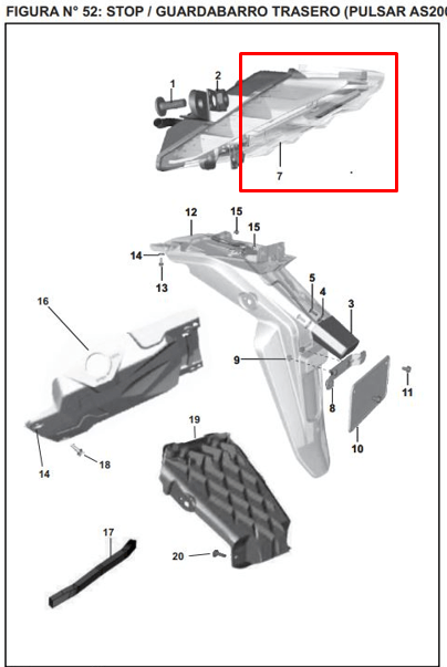Stop bajaj PULSAR 200 NS original - genuine parts