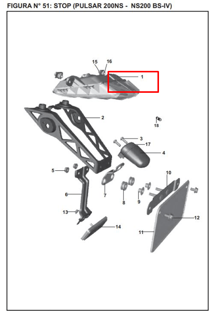 Stop bajaj PULSAR 200 NS original - genuine parts