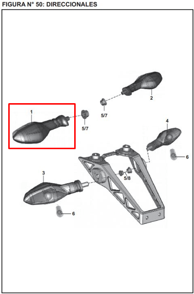 Direccional Frontal Izquierda Bajaj Pulsar 200Ns Original - Genuine parts