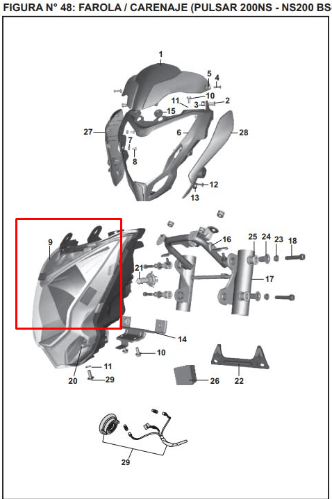 Farola bajaj PULSAR 150 original - genuine parts