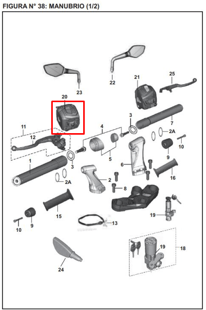 Comando izquierdo bajaj PULSAR 200 NS original - genuine parts