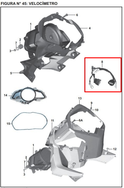 Ramal conector Velocimetro 16 pin bajaj PULSAR 200 Ns original - genuine parts