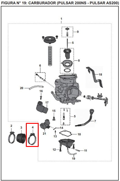 ABRAZADERA CARBURADOR.PULSAR 150NS/AS ORIGINAL - Mundimotos