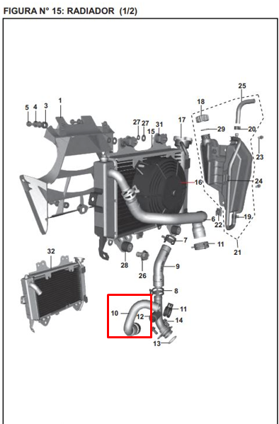 MANGUERA RADIA 200NS GRANDE ORIGINAL - Mundimotos