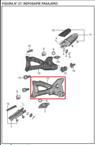 SOPORTE POSAPIE RR/LH DIS125ST ORIGINAL - Mundimotos