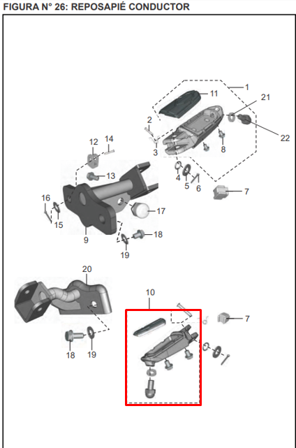 POSAPIE FR/LH DISCOVER 125 ST ORIGINAL - Mundimotos