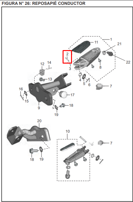 PIN REPOSAPIE FR DISCOV150ST ORIGINAL - Mundimotos
