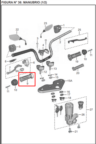Manigueta Izquierdo Bajaj Discover 125St Original - Genuine parts - Mundimotos