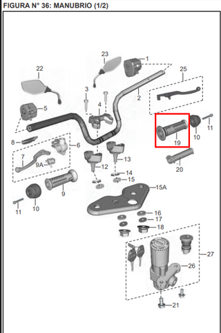 Manilar Derecho Bajaj Discover125St Original - Genuine parts - Mundimotos