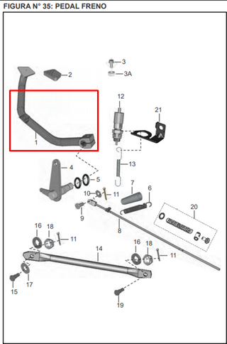 PEDAL FRENO DISCOVER 125ST-R ORIGINAL - Mundimotos