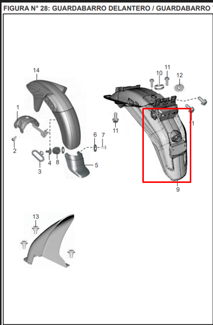 GUARDABARRO RR DISCOVER 125 ST ORIGINAL - Mundimotos