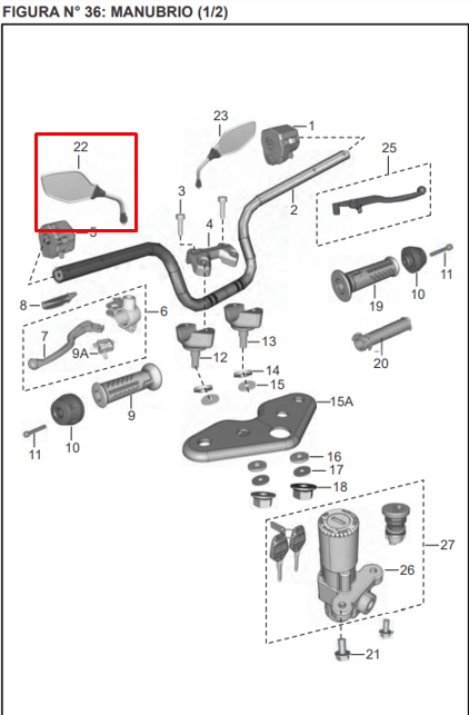 Espejo izquierdo bajaj discover 125 St original - Genuine parts - Mundimotos