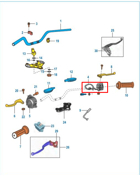 Comando Derecho Bajaj Boxer Titaniun Original - Genuine parts