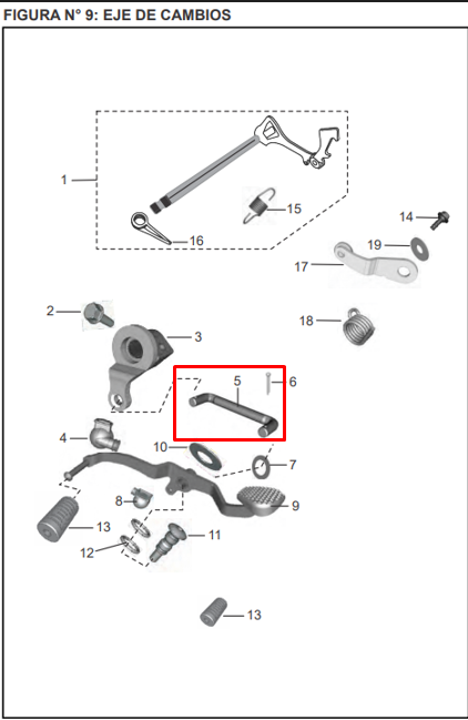 VARILLA PEDAL CAMB. DIS125ST ORIGINAL - Mundimotos