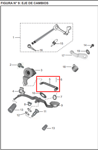 VARILLA PEDAL CAMB. DIS125ST ORIGINAL - Mundimotos