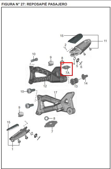PLATINO POSAPIE RR/RH DISCOVER 125 ST/R ORIGINAL - Mundimotos