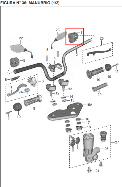 COMANDO RH DISCOVER 100/DIS150ST SIN RI ORIGINAL - Mundimotos