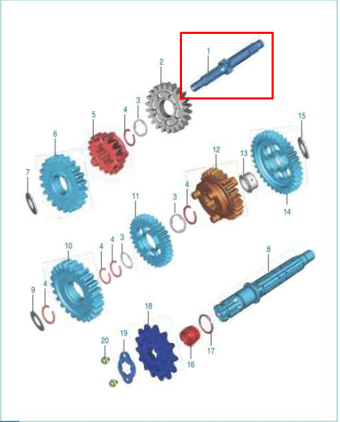 EJE PRIMARIO 1T DISCOVER 100 M ORIGINAL - Mundimotos
