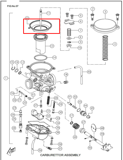 DIAFRAGMA CARB RTR160/180 ORIGINAL - Mundimotos