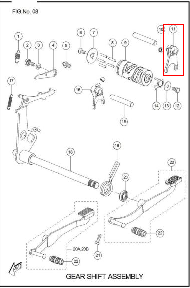 GARRA CAMBIOS IZQ TVS SPORT ORIGINAL - Mundimotos