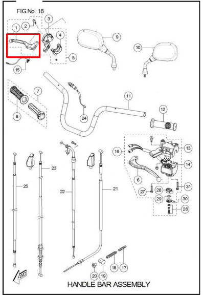 MANIGUETA RH TVS100 ORIGINAL - Mundimotos