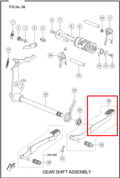PEDAL CAMBIOS TVS100 SPORT ORIGINAL - Mundimotos