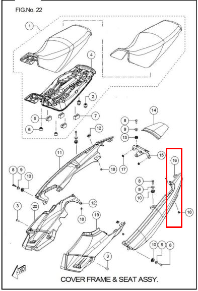 TVS CUBIERTA SILLIN LH TVS100