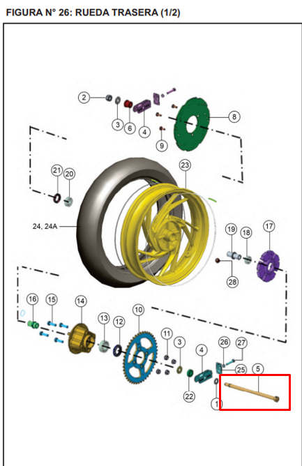 EJE 15X290 R14 RR RTR160/180 ORIGINAL - Mundimotos