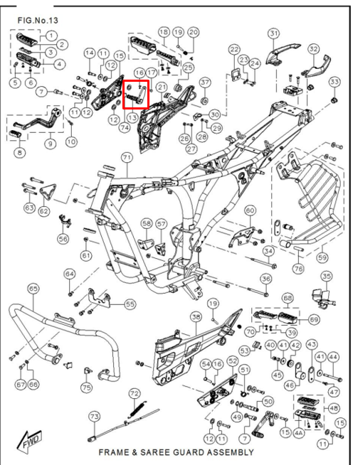 TVS EJE PEDAL FRENO RTR160/180 - Mundimotos