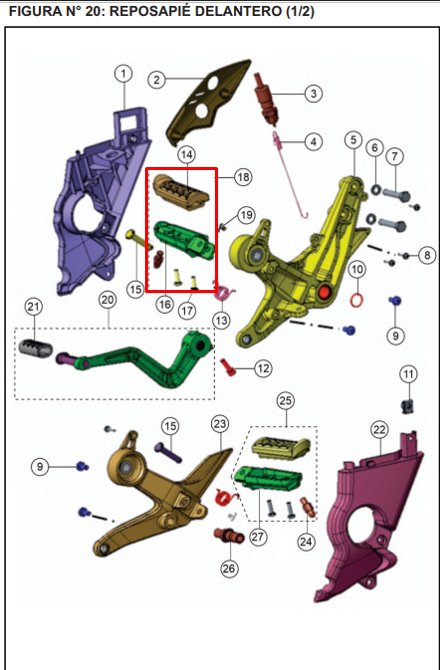 POSAPIE FR/RH RTR160/180 ORIGINAL - Mundimotos