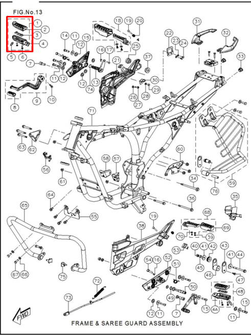 POSAPIE FR/RH RTR160/180 ORIGINAL - Mundimotos