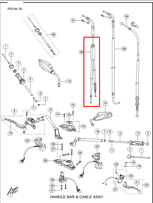 TVS CABLE ACELER DOBLE RTR160/180 - Mundimotos