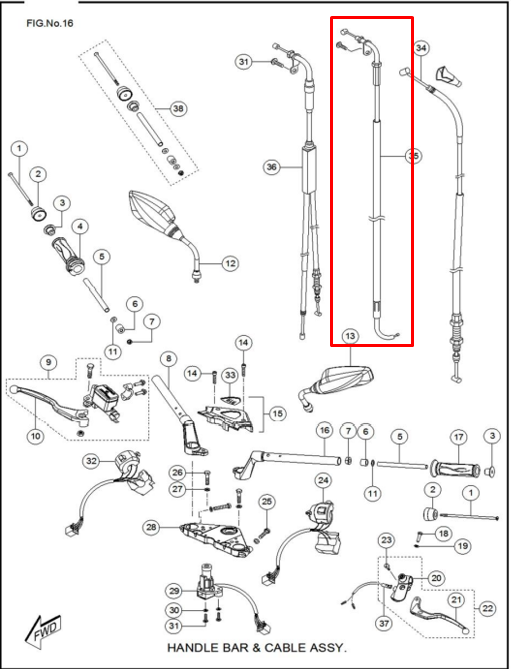 TVS CABLE CHOCK RTR160/180 - Mundimotos