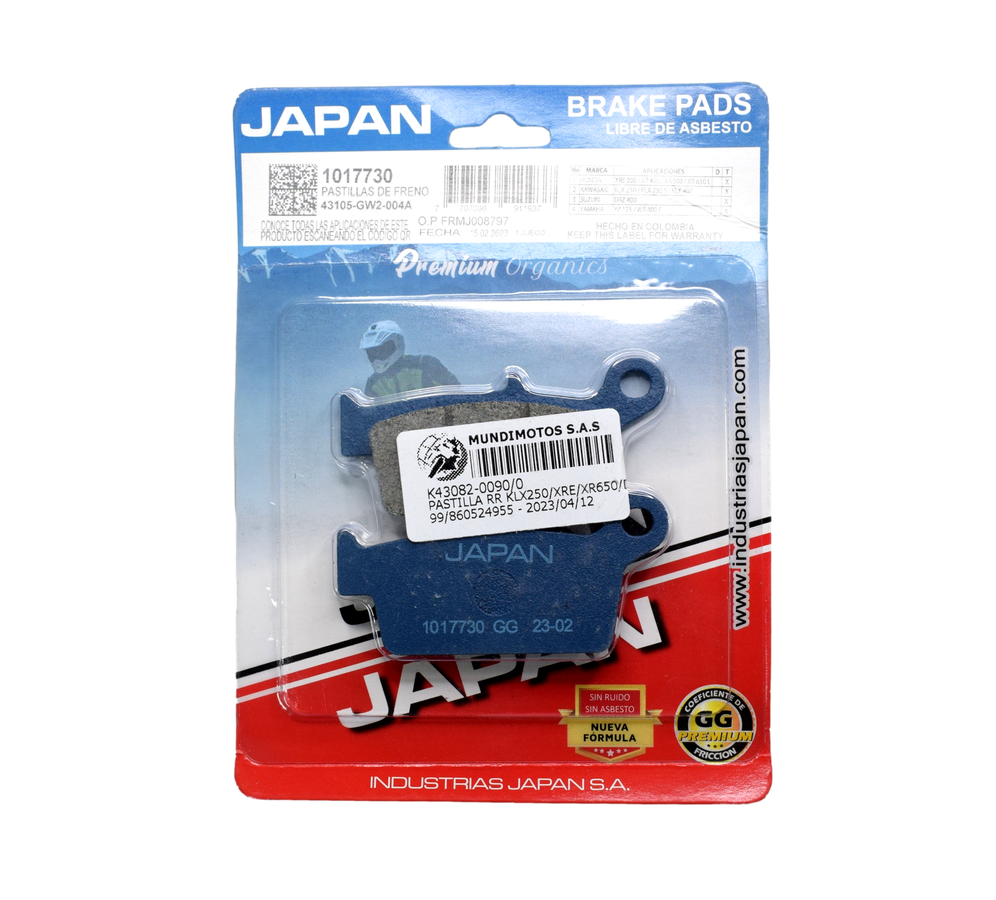 Pastilla freno trasero suzuki drz 400 generico industrias japan - Mundimotos
