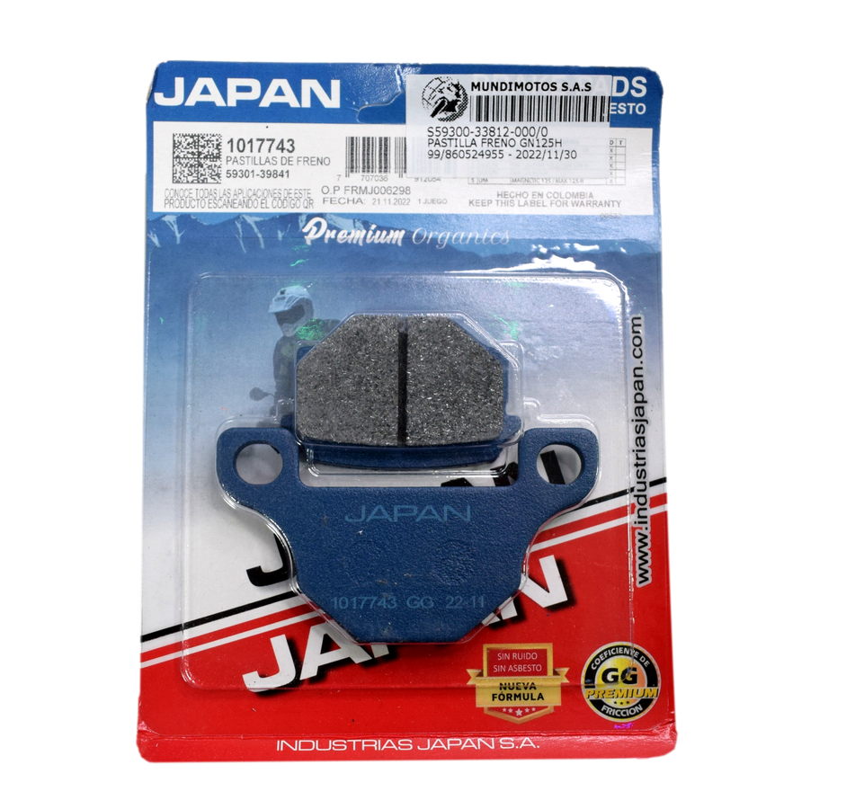 Pastilla Freno Delant Suzuki Gn125H Generico Industrias Japan - Mundimotos