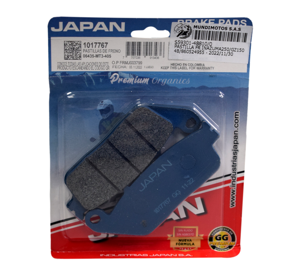 Pastilla freno delantera suzuki gz 150 generico industrias japan - Mundimotos